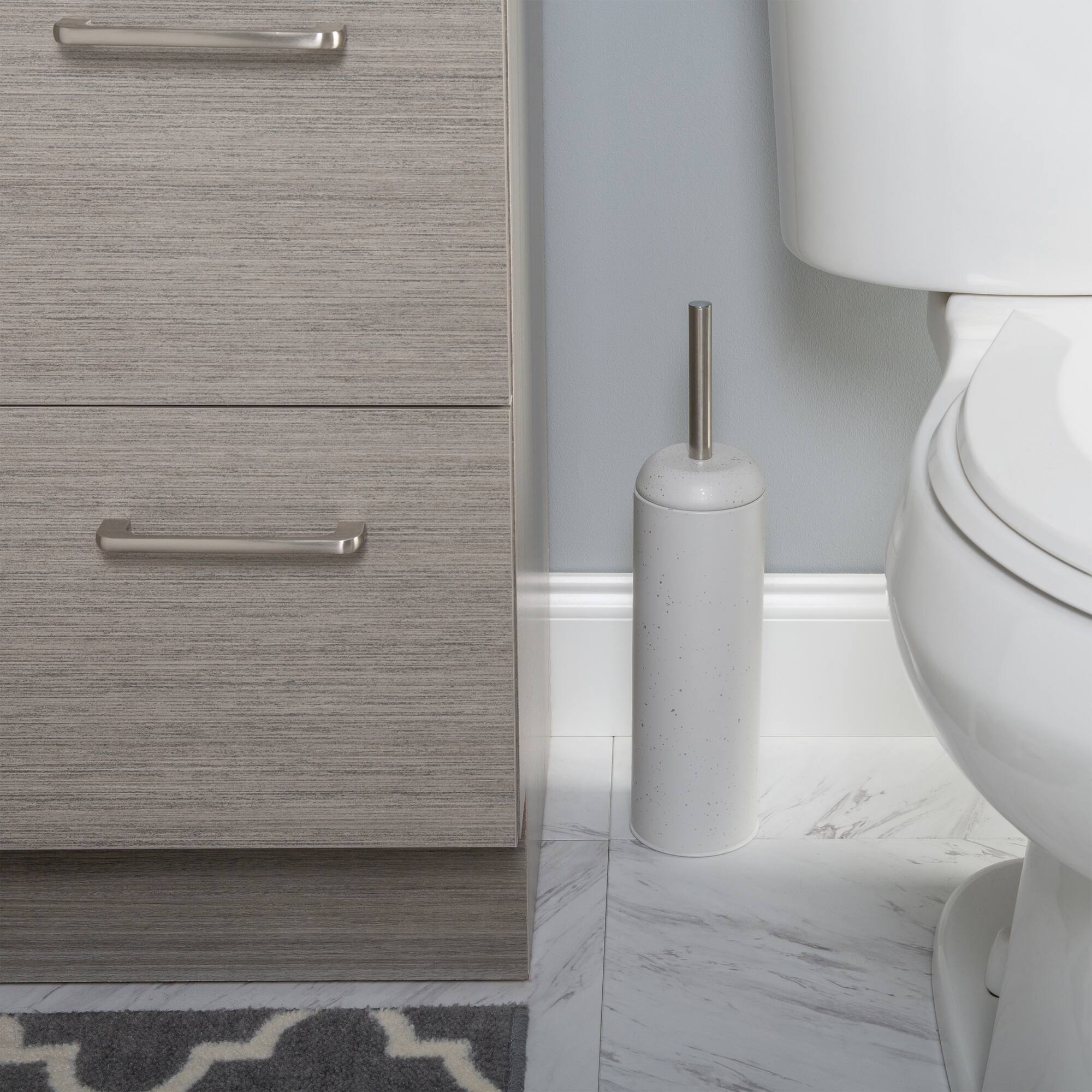 Elle Décor White & Silver Speckled Toilet Brush & Holder